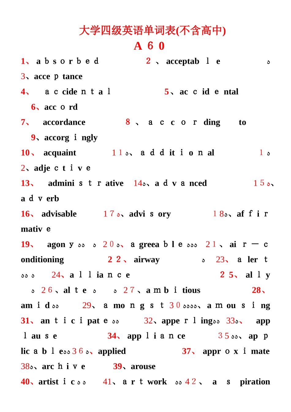 高考与四级英语的差距词汇_第1页