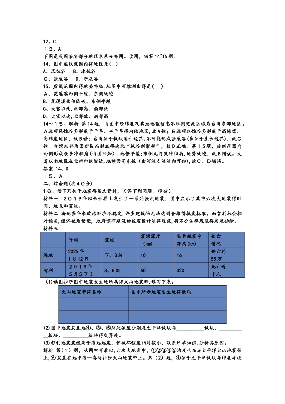 高考地理一轮复习地表形态的塑造专题测试_第3页
