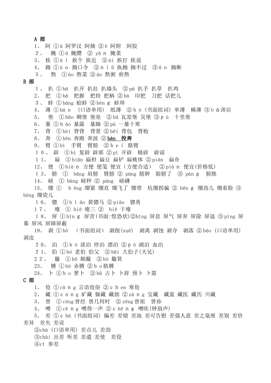 高考常考多音字汇总_第1页