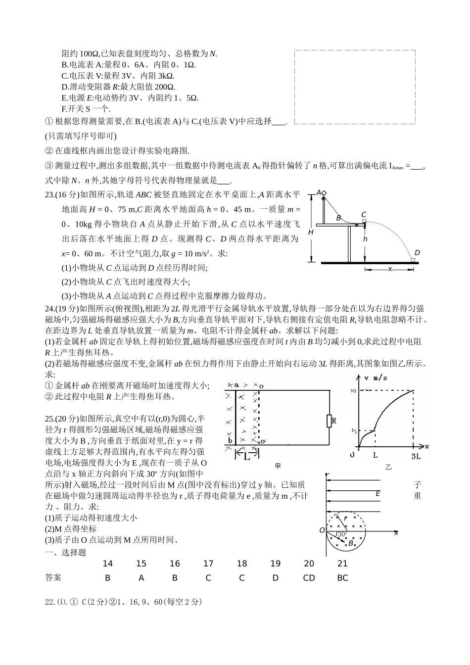 高考理综物理专题训练_第3页