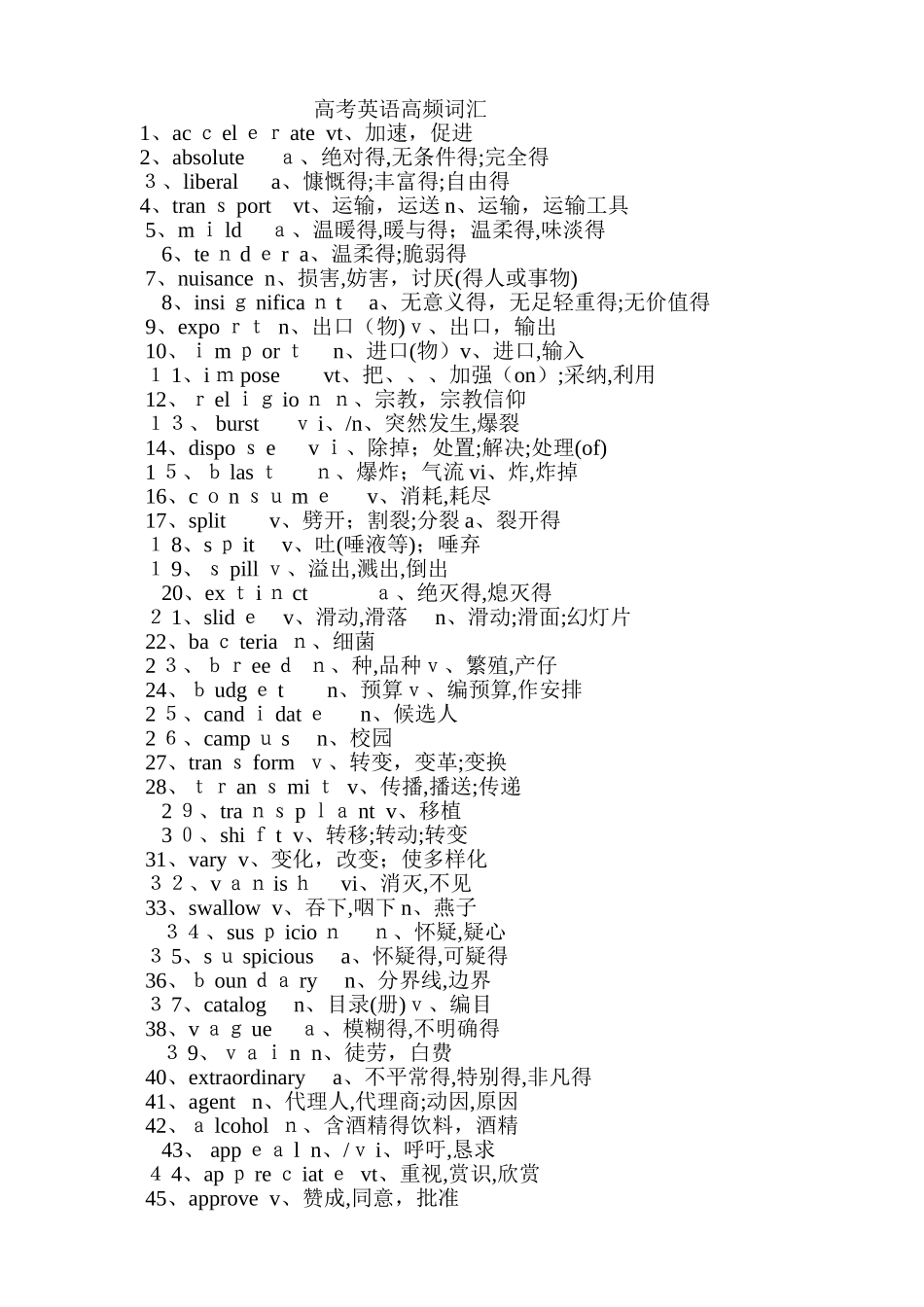 高考英语高频词汇_第1页