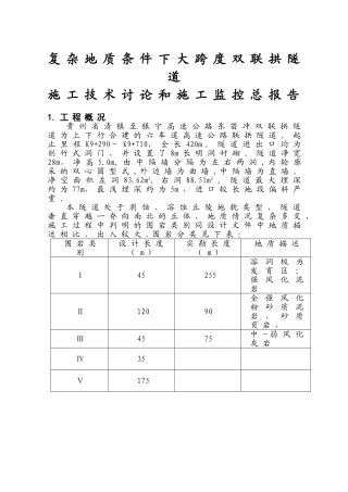 高速公路隧道减震爆破施工监控总报告