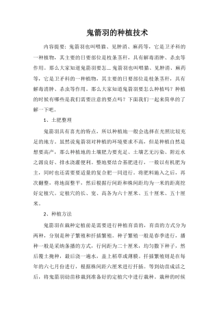鬼箭羽的种植技术