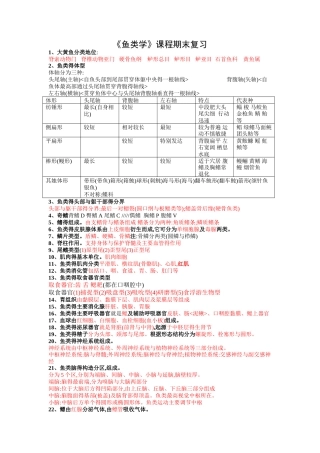 鱼类学复习资料