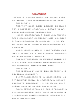 鸟的天堂读后感