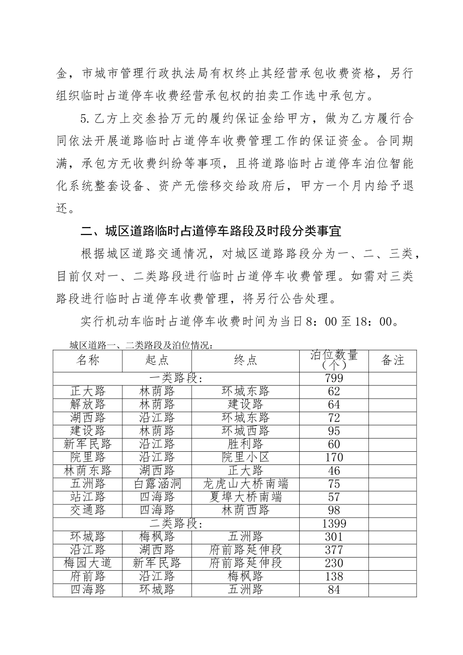 鹰潭城区道路临时占道停车收费经营承包合同_第3页