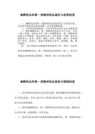 麻醉药品管理制度完整版 