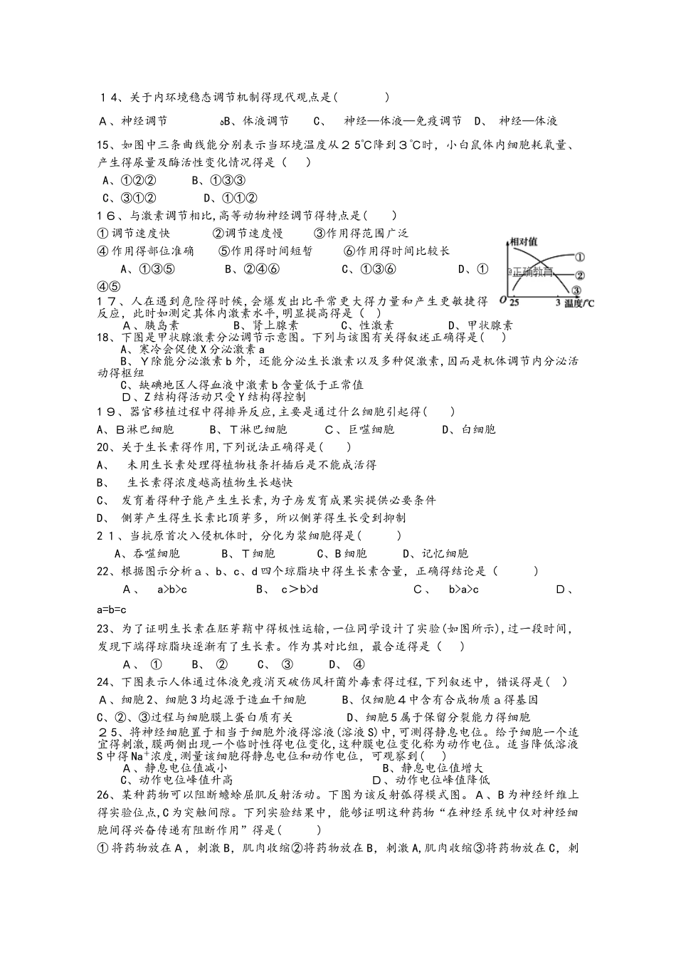 黑龙江省望奎县一中高二生物上学期第二次月考（10月）试题 理_第2页