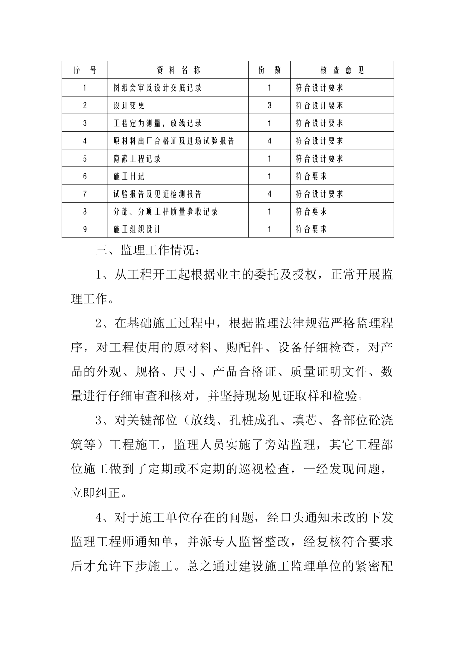 黔水民园工程基础分部工程质量监理评估报告_第3页
