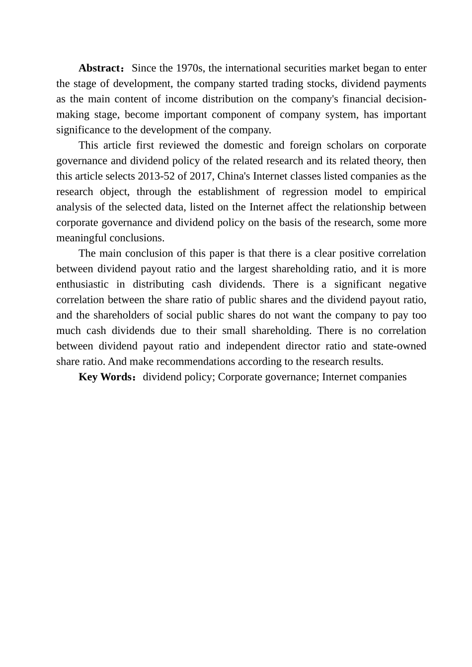 公司治理与股利政策的相关性研究分析——以互联网企业为例  财务管理专业_第2页