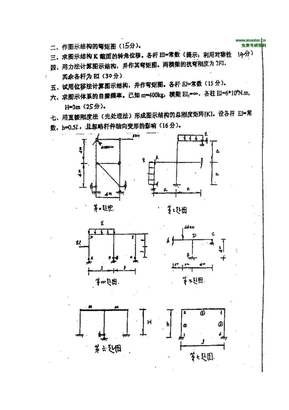 -2004年研究生入学考试结构力学试题_第2页
