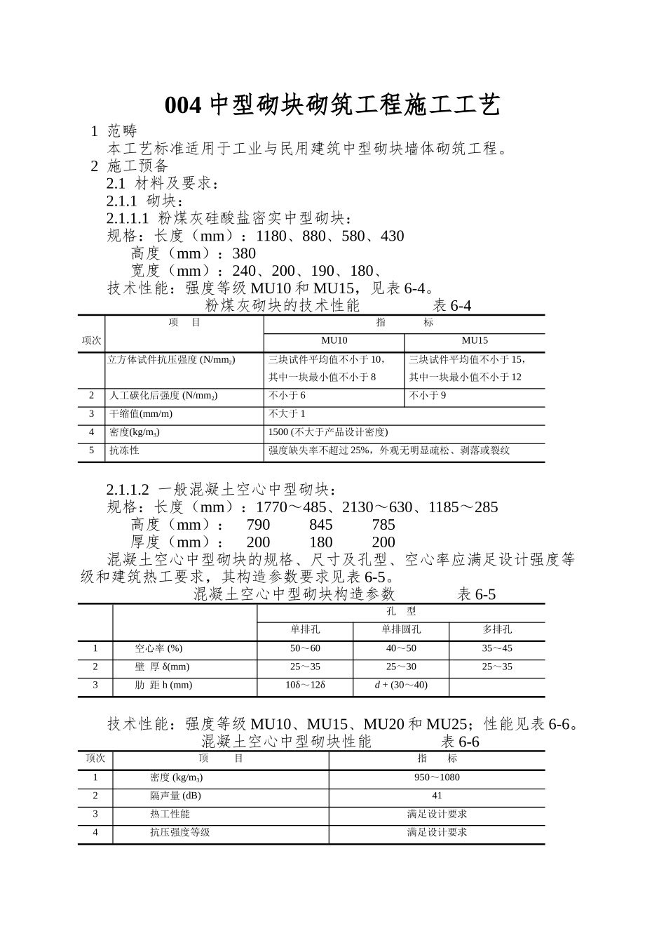 004中型砌块砌筑工程施工工艺_第1页