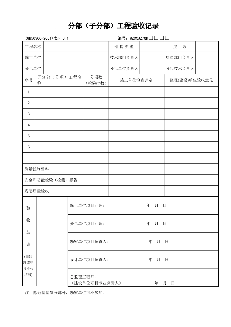 009分部工程验收记录_第1页