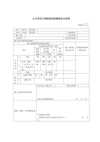010101-土方开挖工程检验批质量