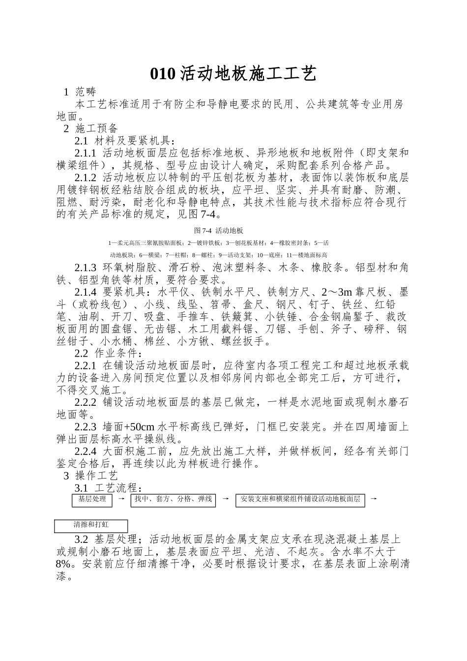 010活动地板施工工艺_第1页