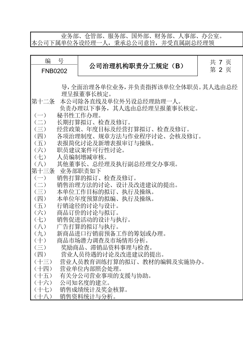 02公司管理机构职责分工规定B_第2页