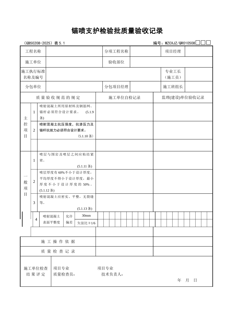 048锚喷支护检验批质量验收记录_第1页
