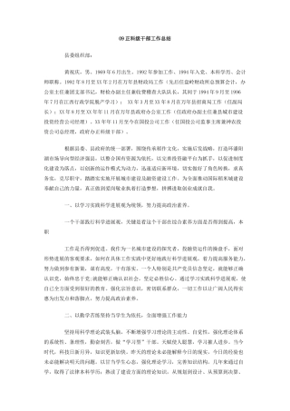 09正科级干部工作总结
