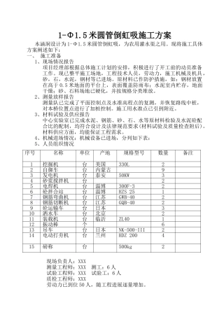 1-φ1.5米圆管倒虹吸施工方案