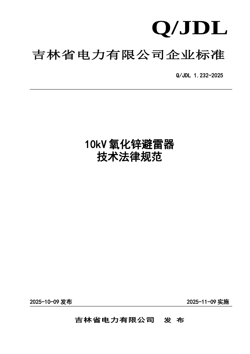 10kV氧化锌避雷器技术规范_第1页