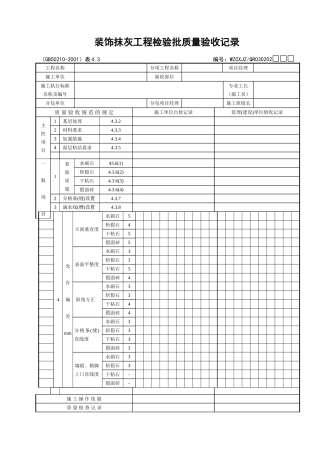 120装饰抹灰工程检验批质量验收记录
