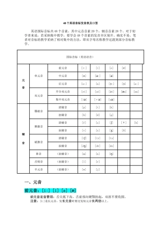 16.-48个英语音标发音表及口型