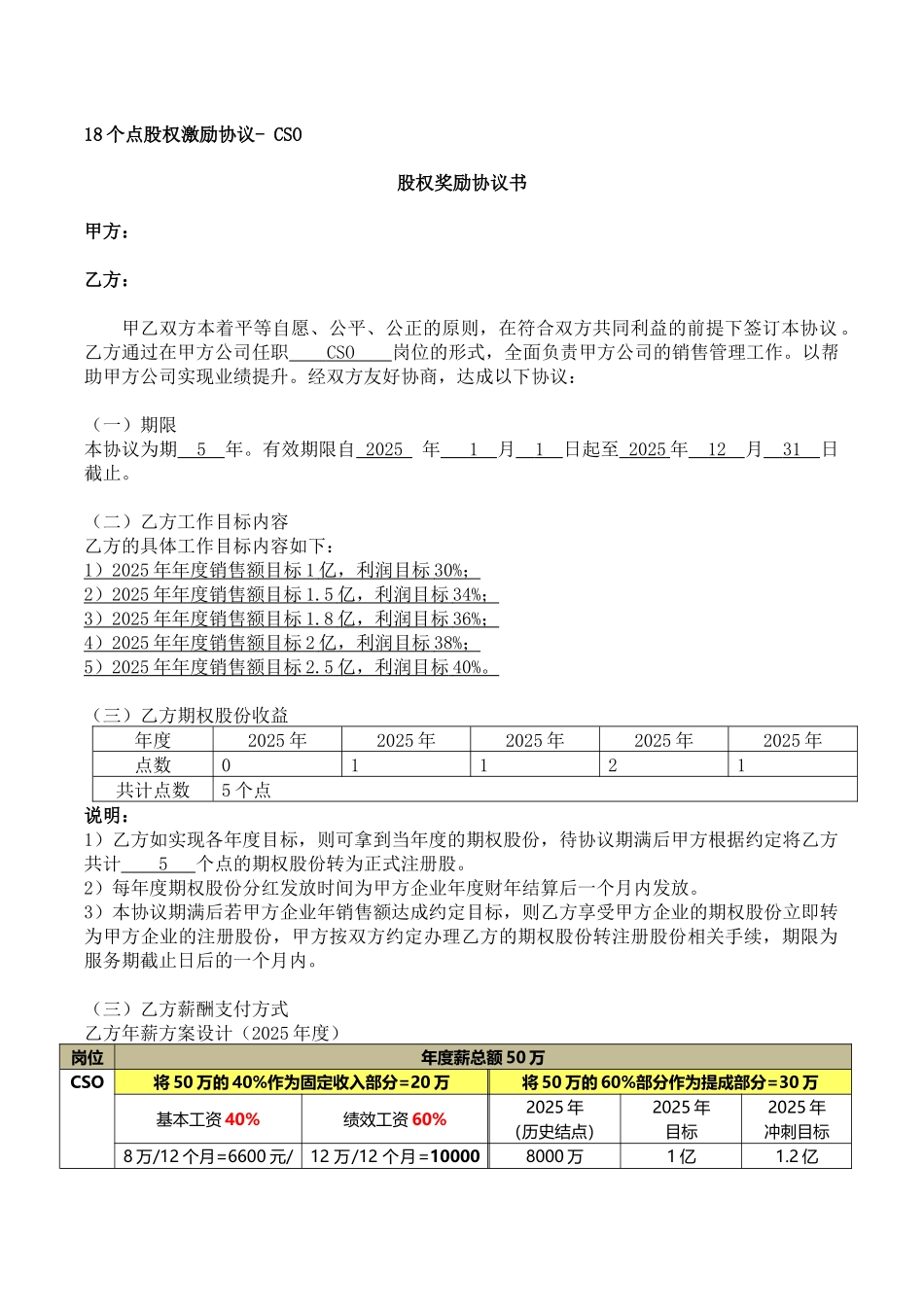 18个点股权激励协议-CSO_第1页