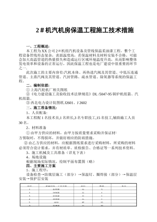 2#汽机房设备及管道保温油漆措施