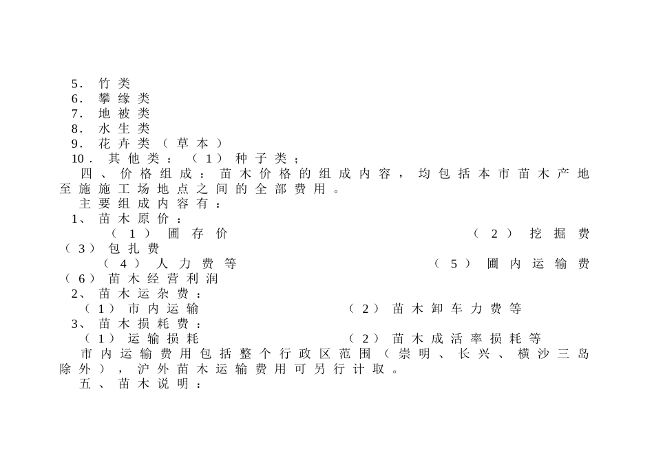 2010年上海市园林工程概预算定额苗木材料调整价格-_第3页