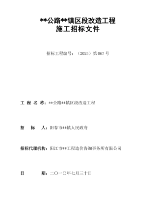 2010年公路改造工程施工招标文件-