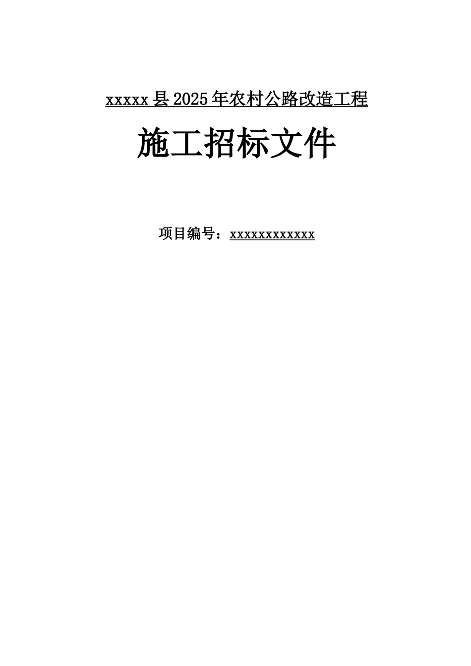 2010年某农村公路改造工程施工招标文件_第1页
