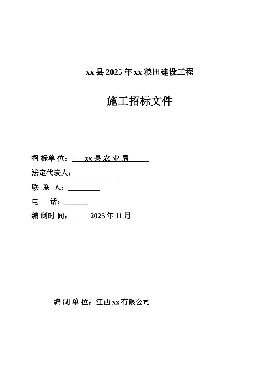 2010年某粮田建设工程施工招标文件_第1页