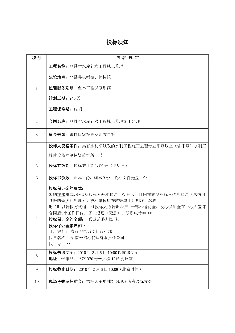 2010年湖南某水库补水工程施工监理招标文件_第3页
