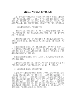 2025人力资源总监年底总结