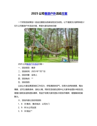 2025公司春游户外活动方案