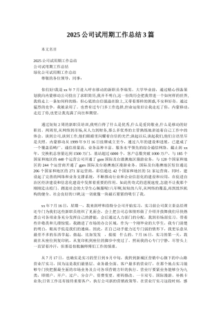 2025公司试用期工作总结3篇
