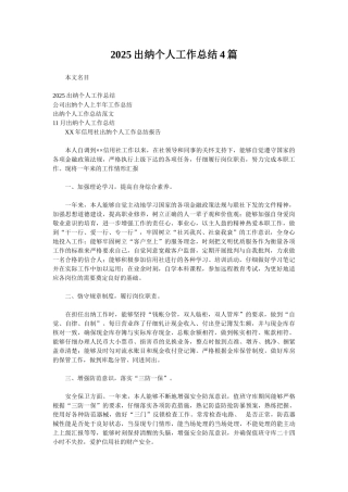 2025出纳个人工作总结4篇