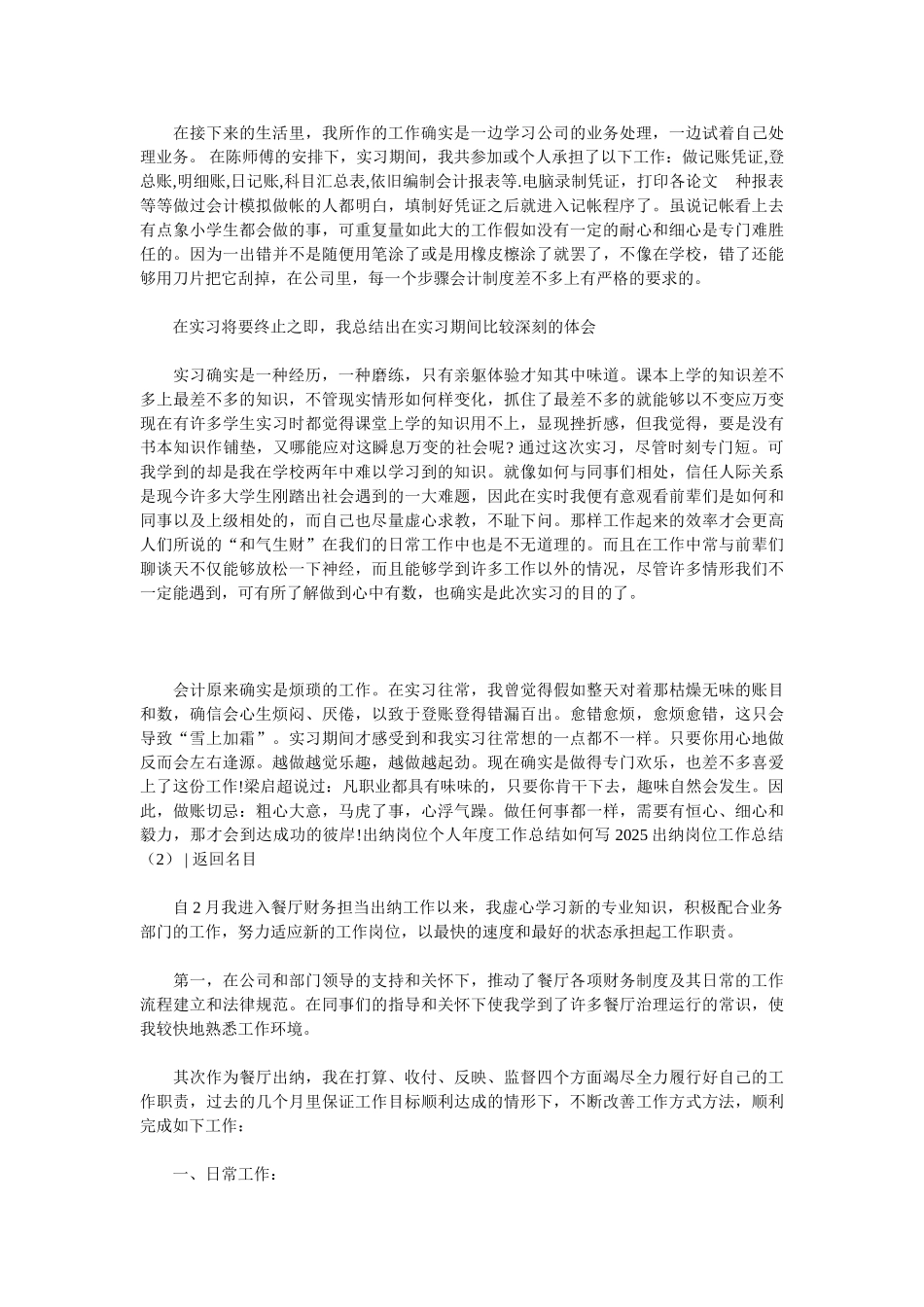 2025出纳岗位工作总结4篇_第2页