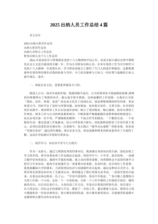 2025出纳人员工作总结4篇