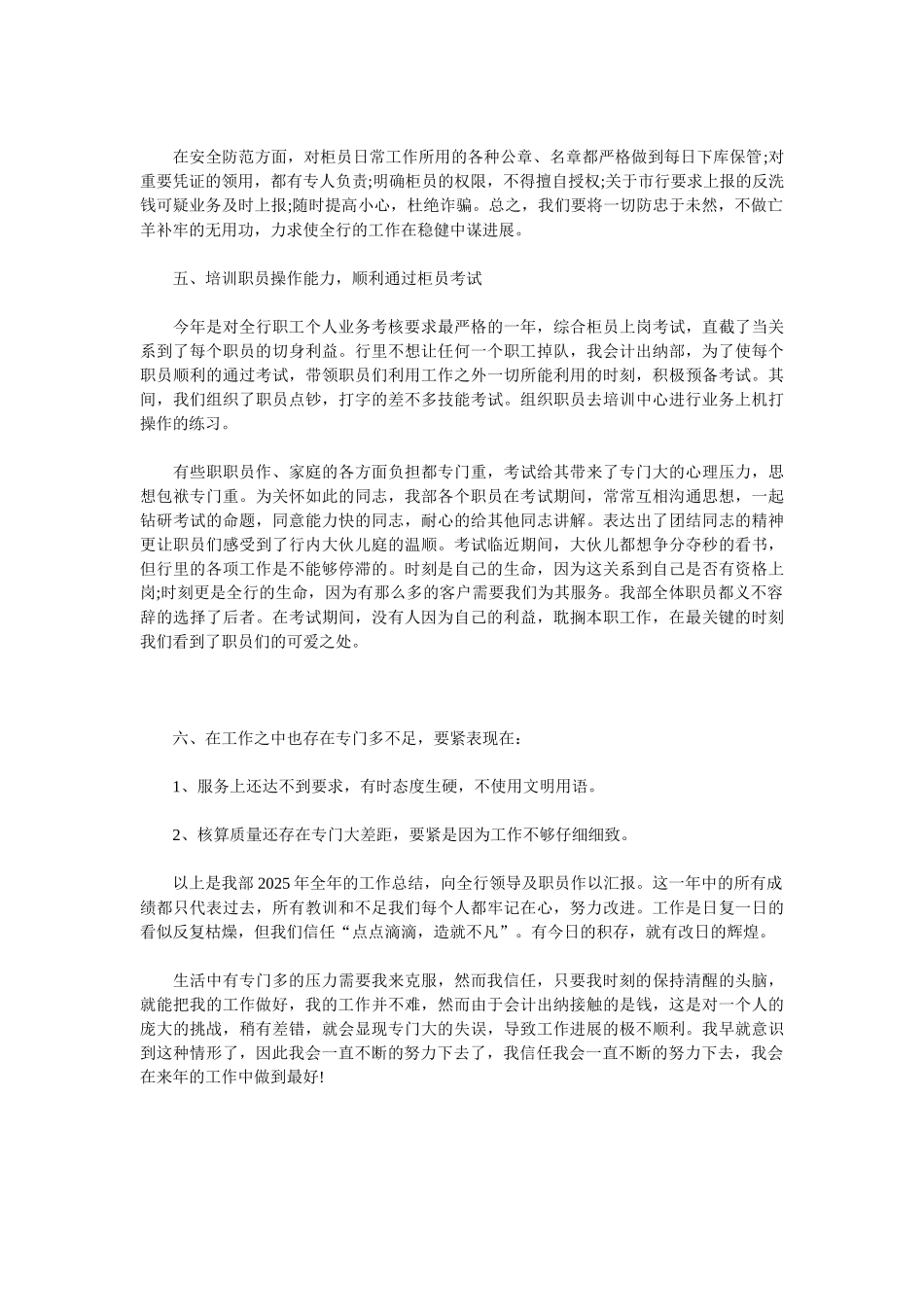 2025出纳年底工作总结范文_第2页