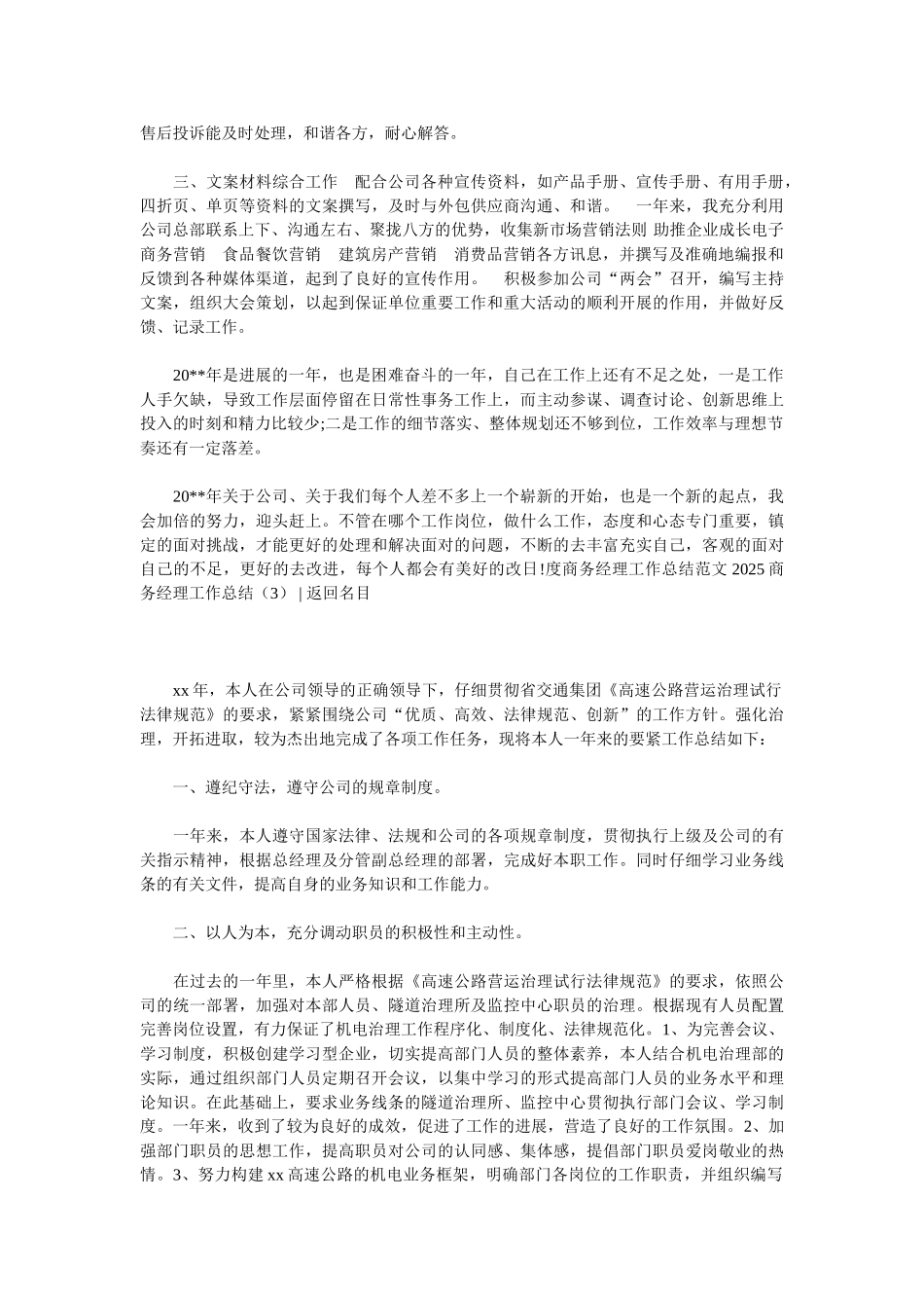 2025商务经理工作总结4篇_第2页