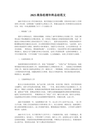 2025商务经理年终总结范文
