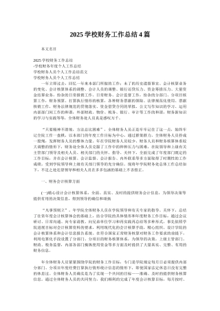 2025学校财务工作总结4篇