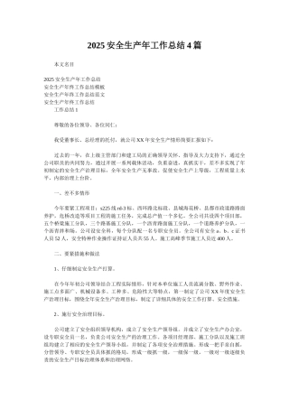 2025安全生产年工作总结4篇
