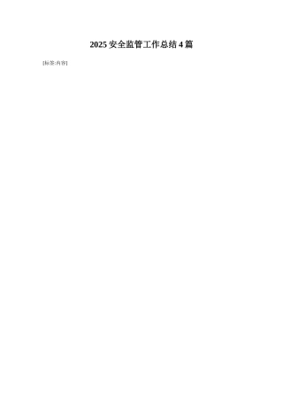 2025安全监管工作总结4篇