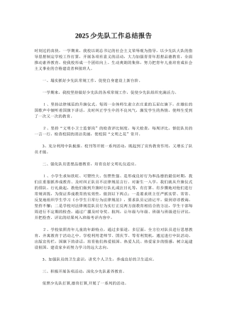 2025少先队工作总结报告