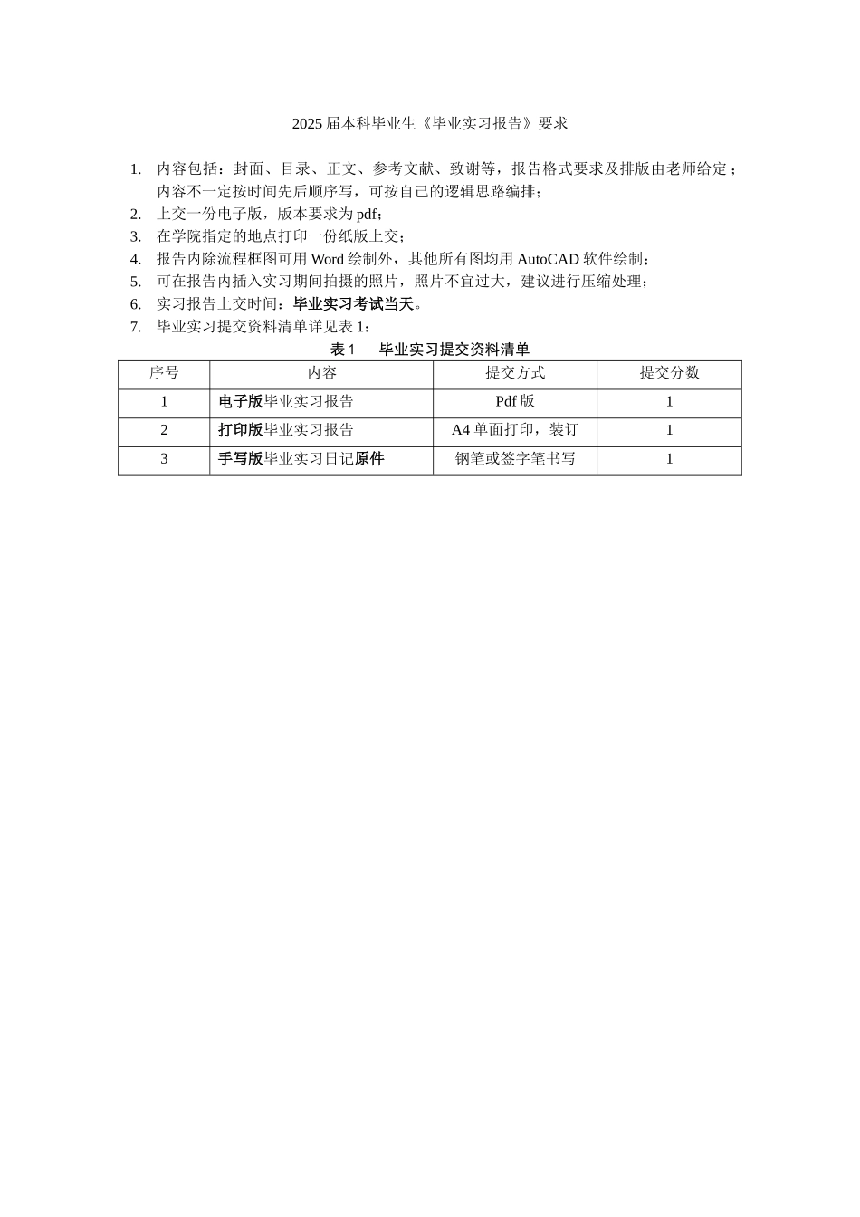 2025届本科毕业生毕业实习报告要求_第1页
