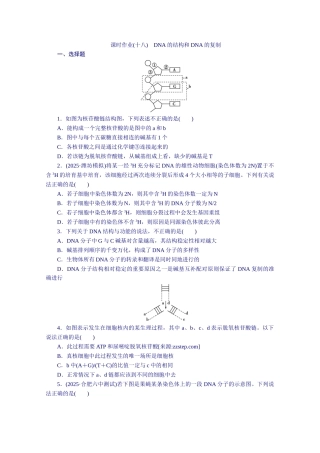 2025届高三生物一轮复习测试题课时作业：18DNA的结构和DNA的复制