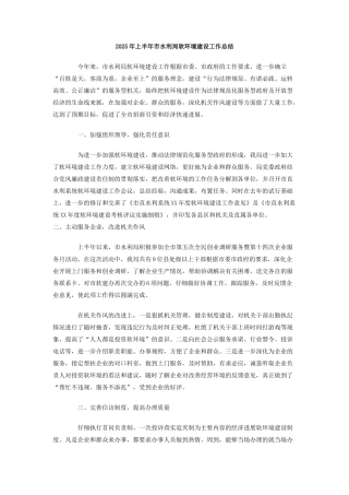 2025年上半年市水利局软环境建设工作总结