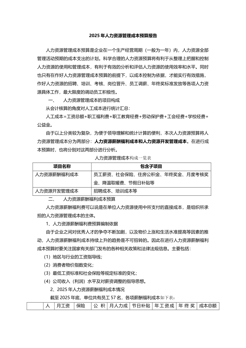 2025年人力资源管理成本预算报告_第1页